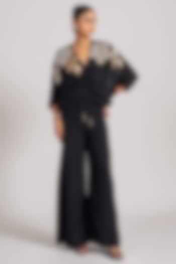 Black Georgette Jumpsuit by Namrata Joshipura at Pernia's Pop Up Shop
