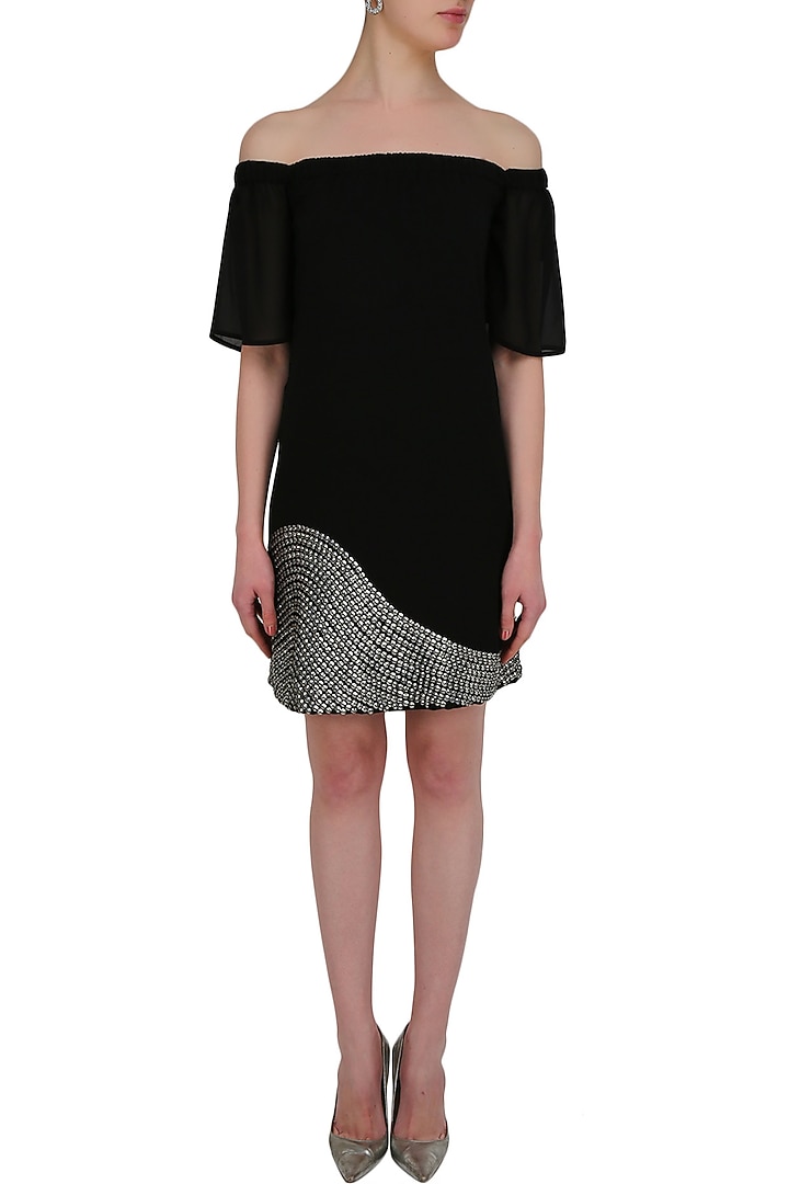 Black gypsy off shoulder dress available only at Pernia's Pop Up Shop.