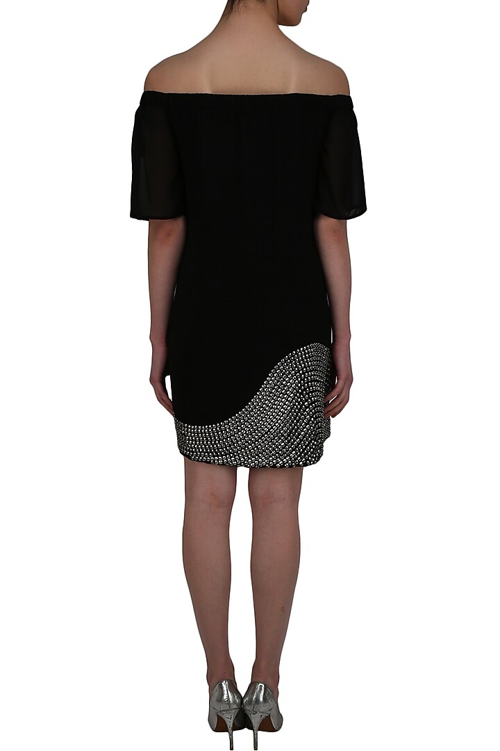 Black gypsy off shoulder dress available only at Pernia's Pop Up Shop.