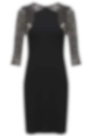 Black cutdana embellished shimmer waves dress available only at Pernia's Pop Up Shop.