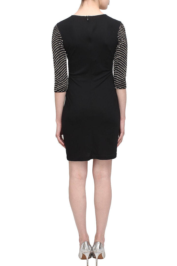 Black cutdana embellished shimmer waves dress available only at Pernia's Pop Up Shop.
