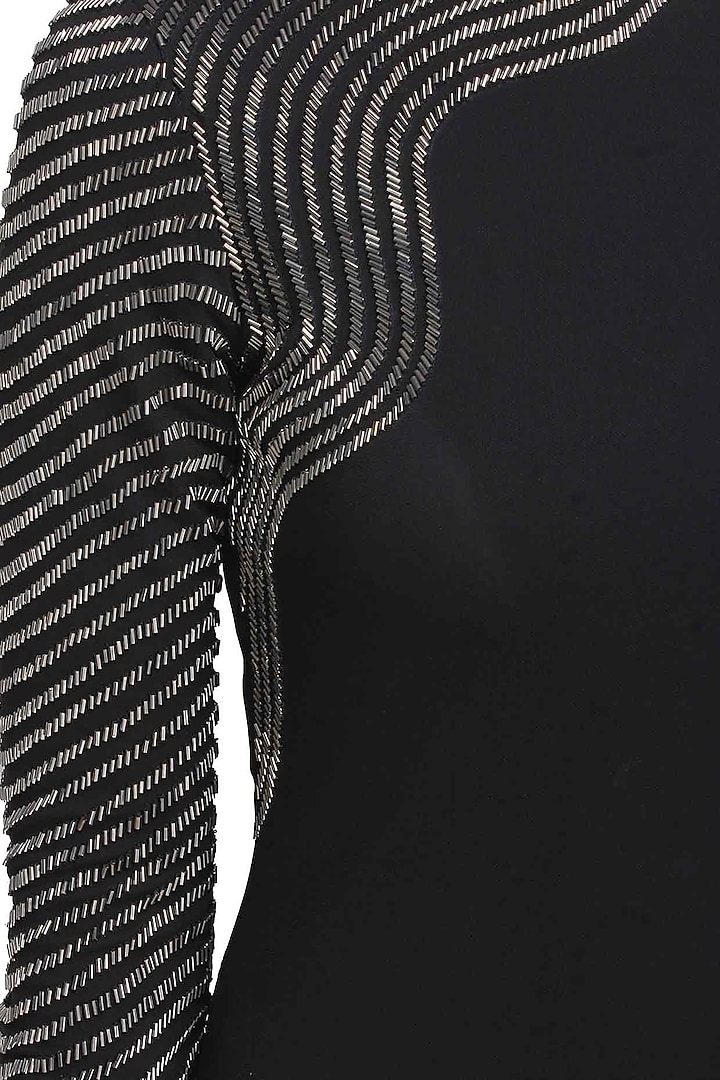 Black cutdana embellished shimmer waves dress available only at Pernia's Pop Up Shop.