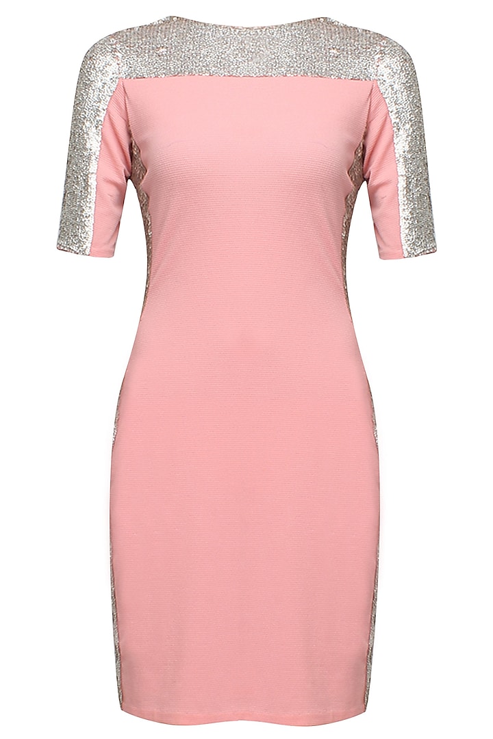 Pink and silver sequins embellished bubble dress by Namrata Joshipura