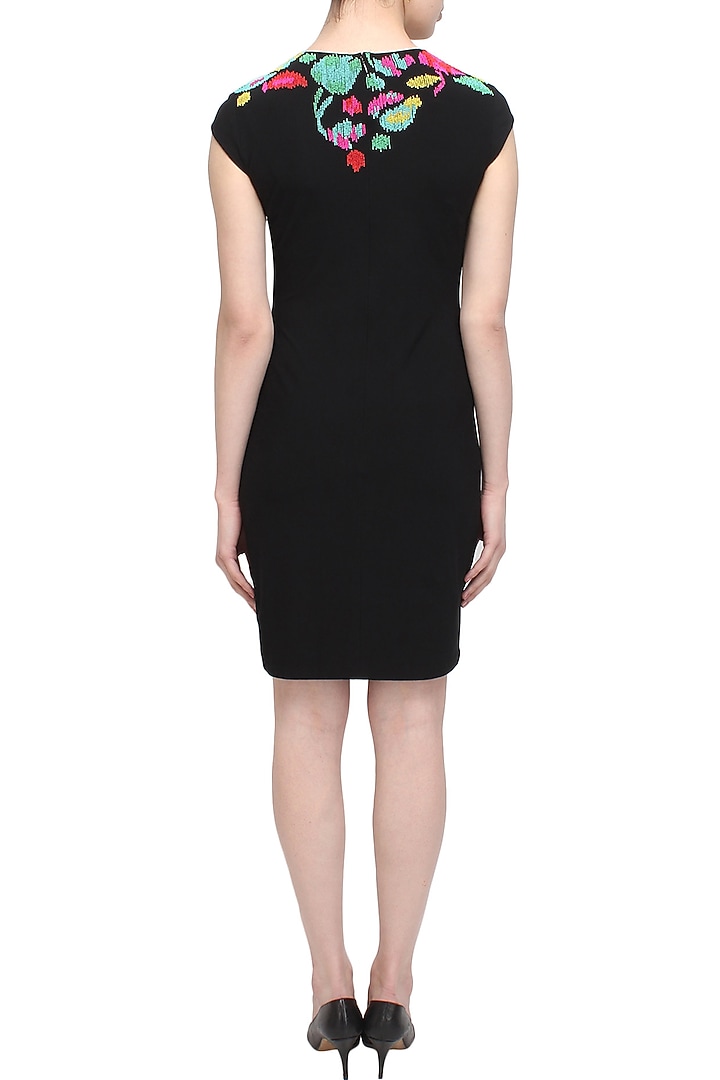 Black gems embellished fitted dress available only at Pernia's Pop Up Shop.
