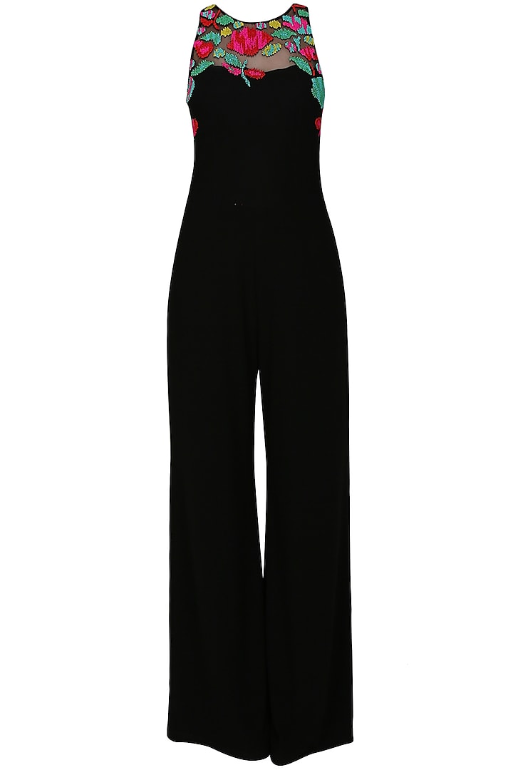 Black gems embellsihed jelly jumpsuit available only at Pernia's Pop Up Shop.