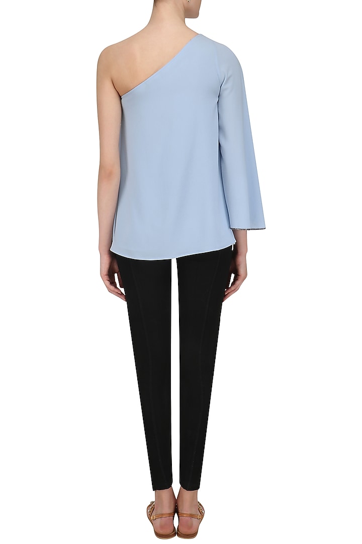Ice Blue Crusted One Shoulder Top available only at Pernia's Pop Up Shop.