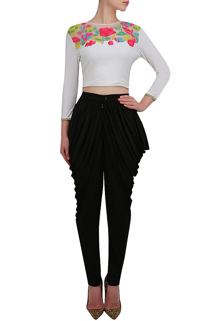 Namrata Joshipura presents Black cowl pants available only at Pernia's Pop Up Shop.