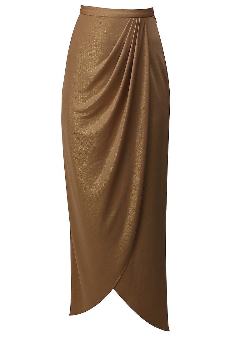 Dark gold pleated skirt by Namrata Joshipura