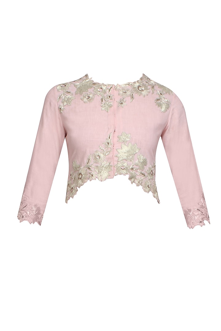 Light pink trellis blouse by Namrata Joshipura
