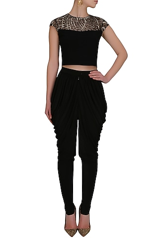 Black persian diva blouse by Namrata Joshipura