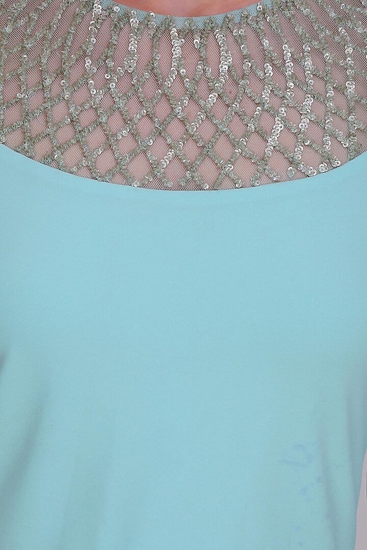 Namrata Joshipura presents Aqua full sleeves persian necklace blouse available only at Pernia's Pop Up Shop.