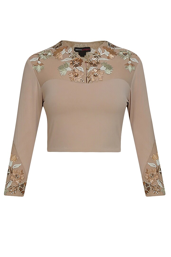 Namrata Joshipura presents Sand colour desert trellis blouse available only at Pernia's Pop Up Shop.