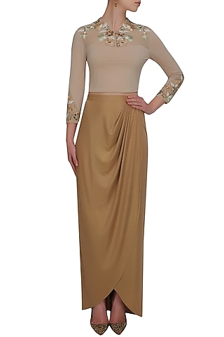 Sand colour desert trellis blouse by Namrata Joshipura