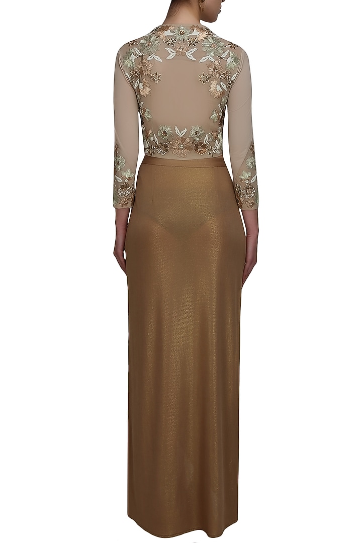 Namrata Joshipura presents Sand colour desert trellis blouse available only at Pernia's Pop Up Shop.