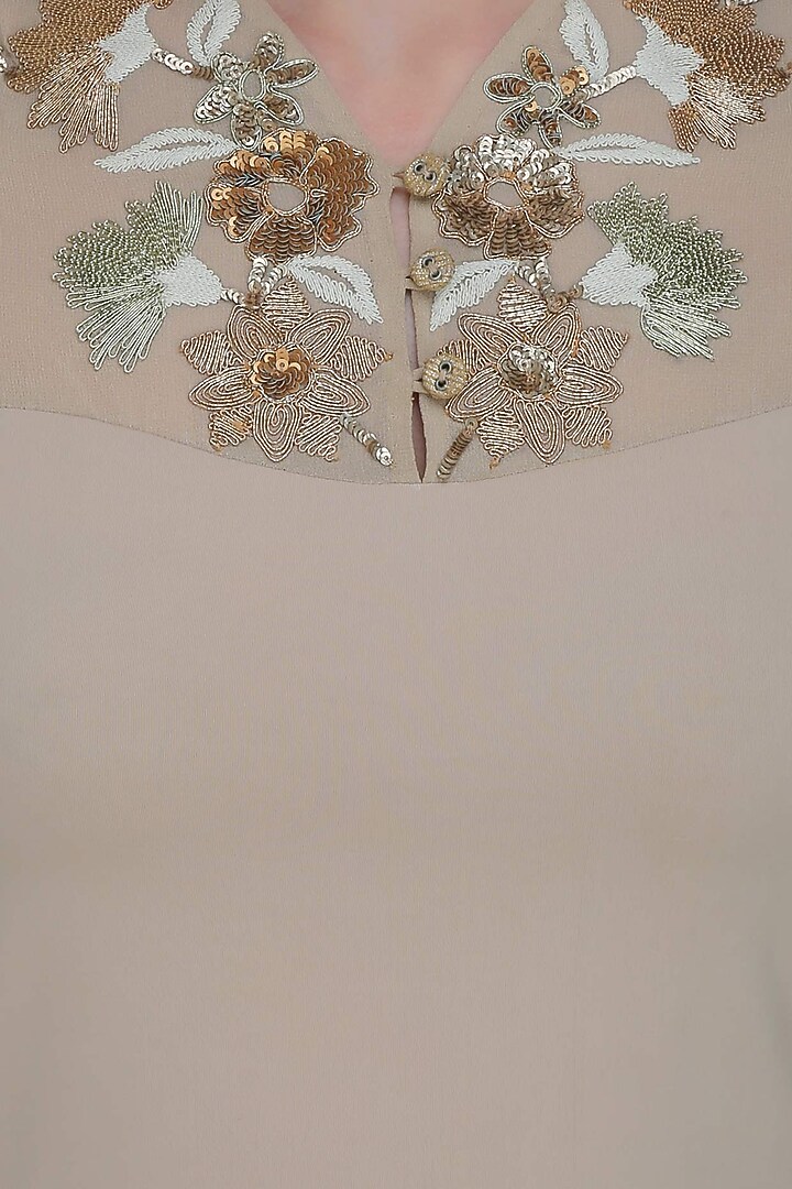 Namrata Joshipura presents Sand colour desert trellis blouse available only at Pernia's Pop Up Shop.