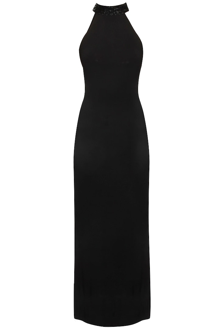 Black baroque halter neck gown available only at Pernia's Pop Up Shop.