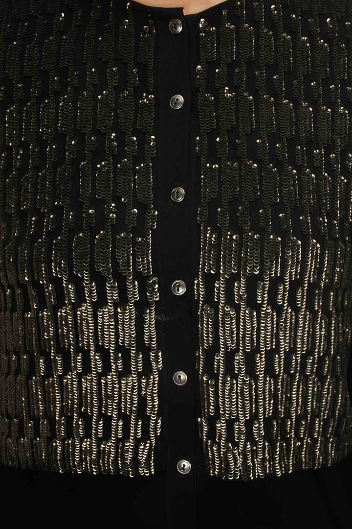 Black sequins civil lines embellished tunic available only at Pernia's Pop Up Shop.
