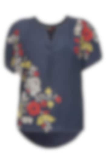 Navy blue kashmiri spring top available only at Pernia's Pop Up Shop.