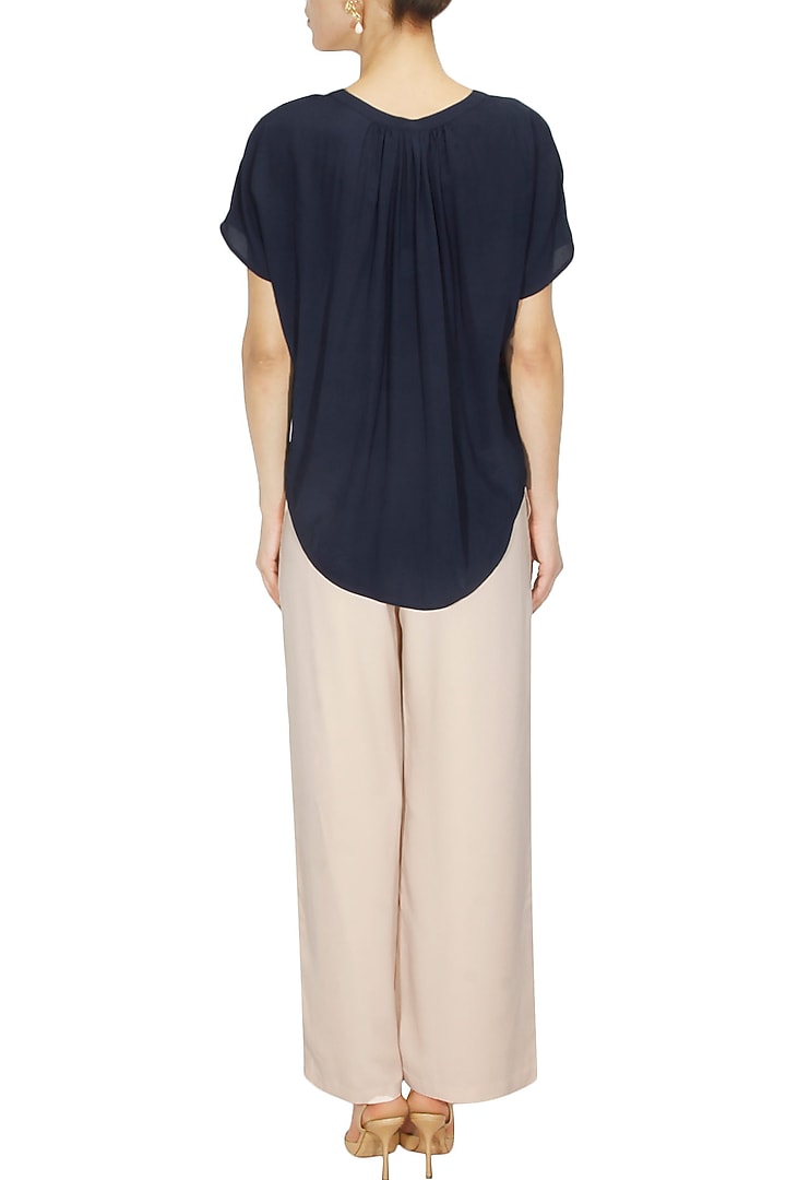 Navy blue kashmiri spring top available only at Pernia's Pop Up Shop.