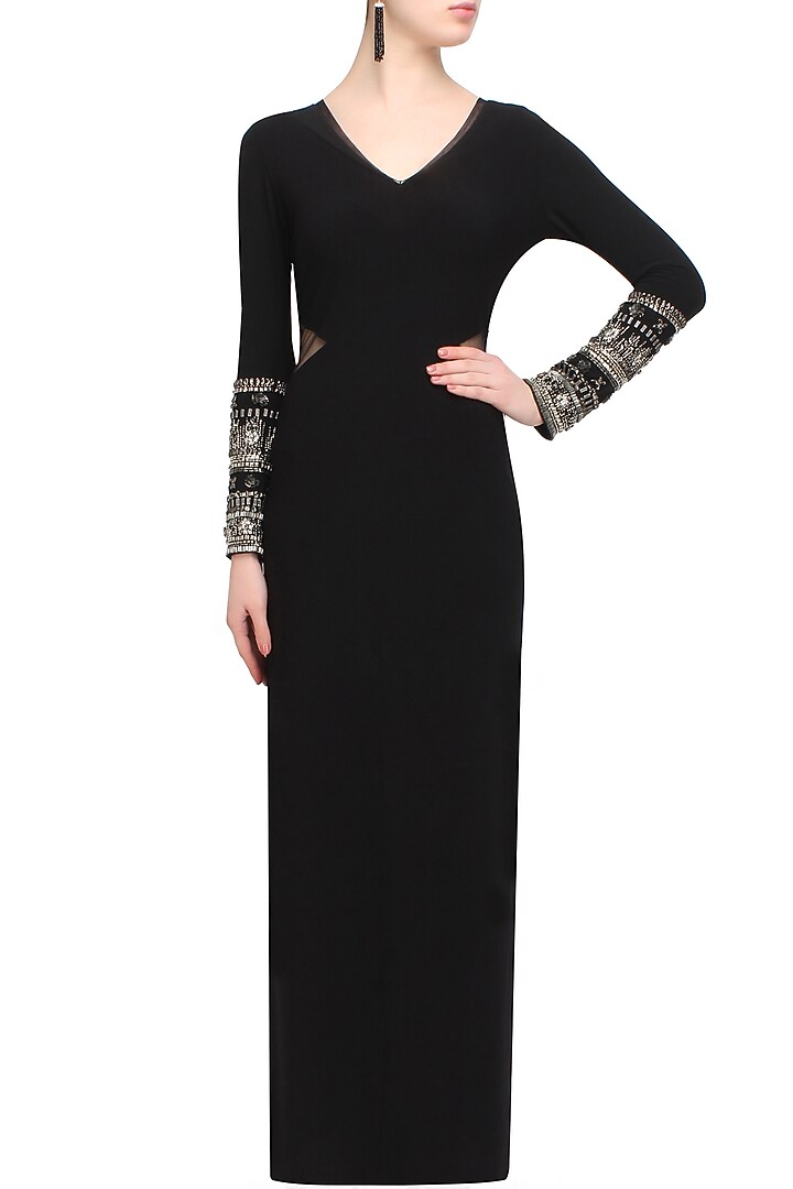 Black bedazzle sleeve dress available only at Pernia's Pop Up Shop.