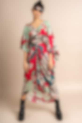 Magenta Crepe Digital Printed Kite Dress by Nupur Kanoi