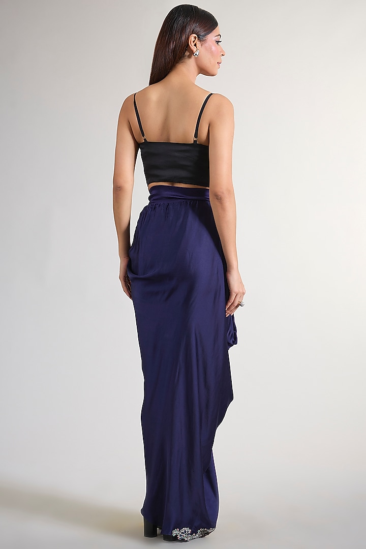 Navy Blue Georgette Hand Embroidered Cape Set by Nupur Kanoi at Pernia's Pop Up Shop