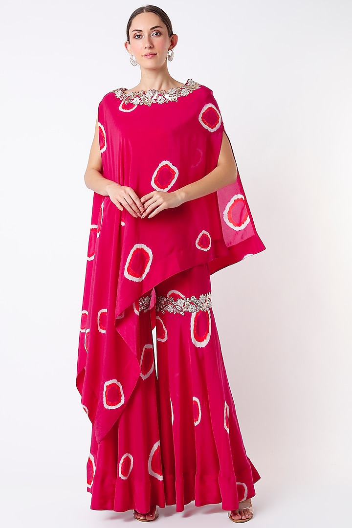 Rani Pink Printed Gharara Set by Nupur Kanoi