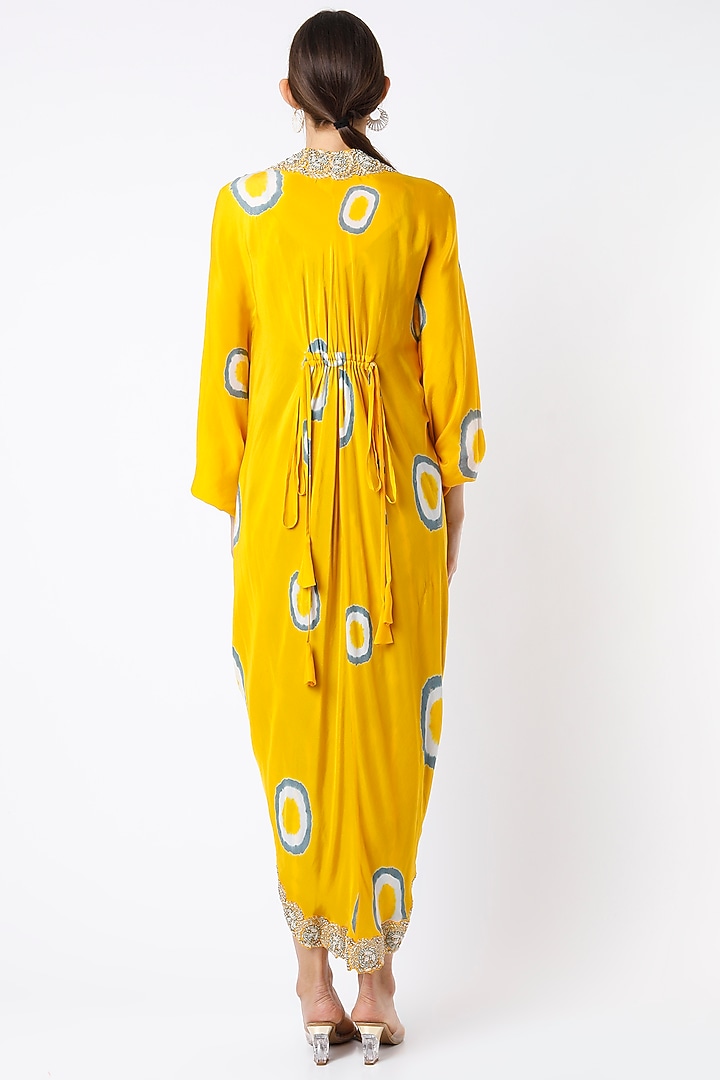 Grey Printed Jumpsuit With Embroidered Cape by Nupur Kanoi at Pernia's Pop Up Shop