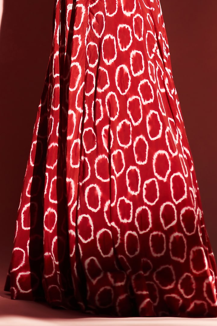 Burgundy Tie-Dye Wedding Lehenga Set by Nupur Kanoi at Pernia's Pop Up Shop