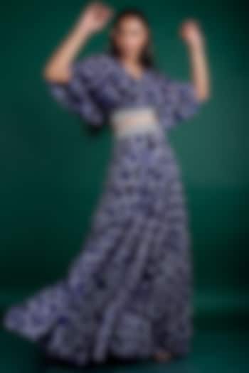 Blue & Off-White Tie-Dye Wedding Lehenga Set by Nupur Kanoi at Pernia's Pop Up Shop