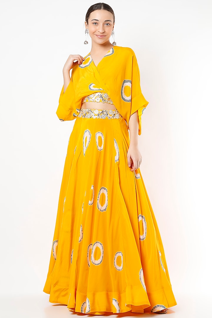 Mustard Lehenga Set With Polkas by Nupur Kanoi