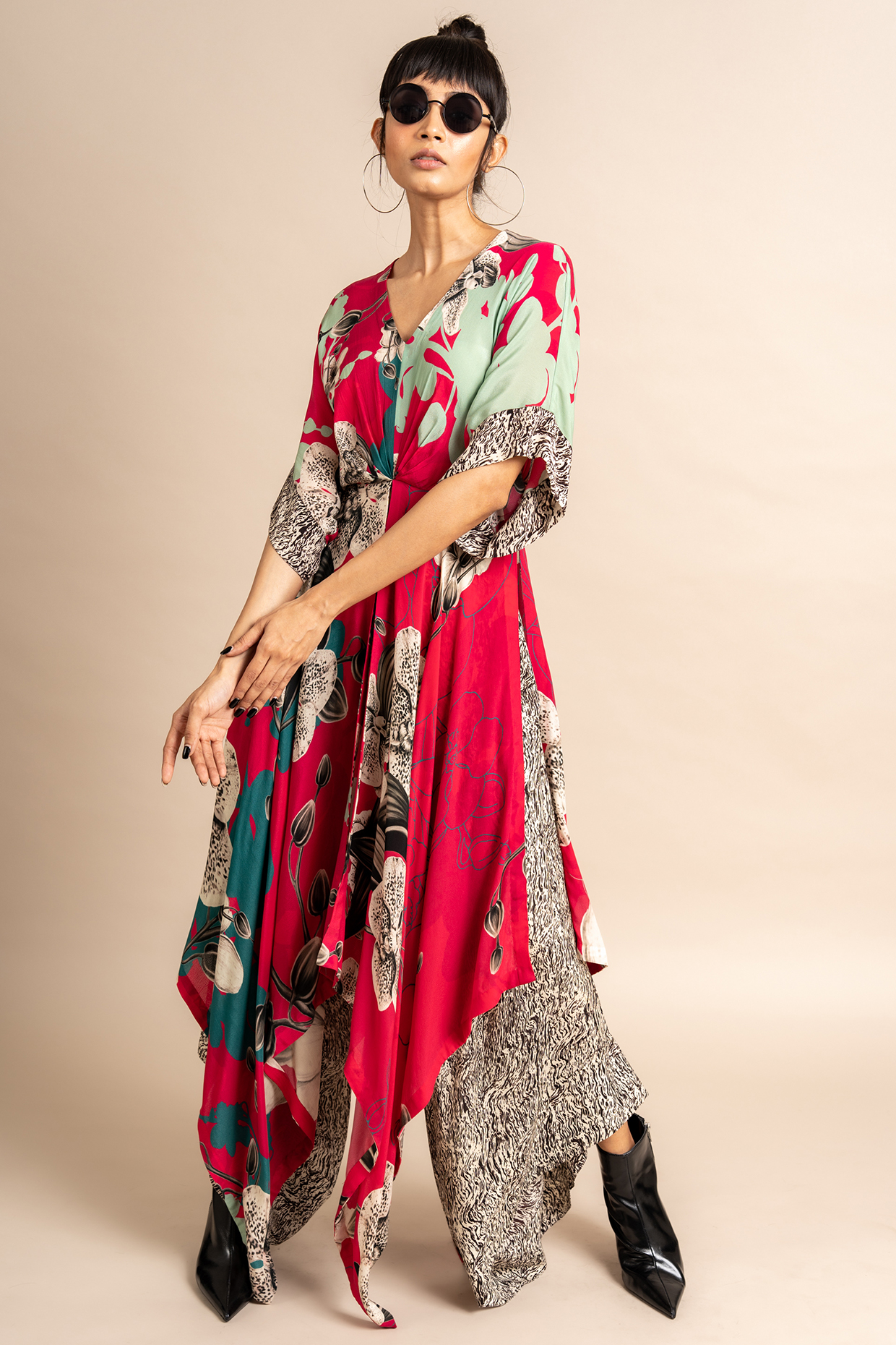 Magenta Crepe Digital Printed Kaftan Set by Nupur Kanoi at Pernia's Pop Up Shop