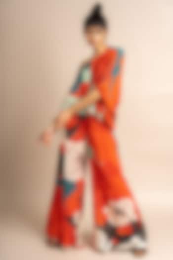 Tangerine Crepe Digital Printed Co-Ord Set by Nupur Kanoi at Pernia's Pop Up Shop