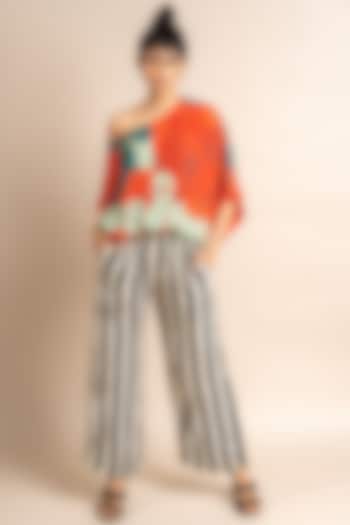 Tangerine Crepe Digital Printed Co-Ord Set by Nupur Kanoi at Pernia's Pop Up Shop
