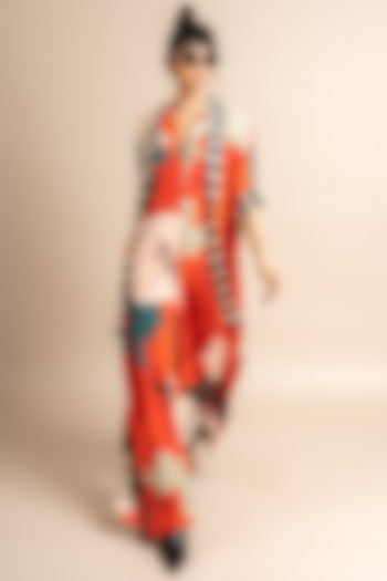 Tangerine Crepe Digital Printed Kaftan Jumpsuit by Nupur Kanoi at Pernia's Pop Up Shop