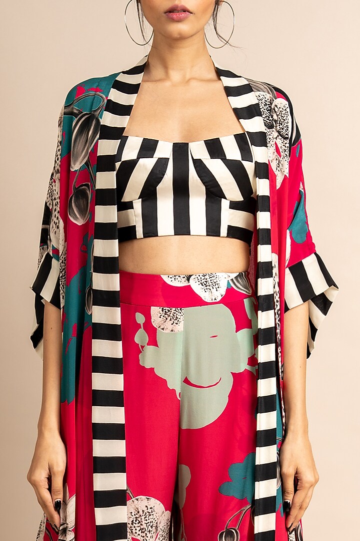 Magenta Crepe Digital Printed Jacket Set by Nupur Kanoi at Pernia's Pop Up Shop