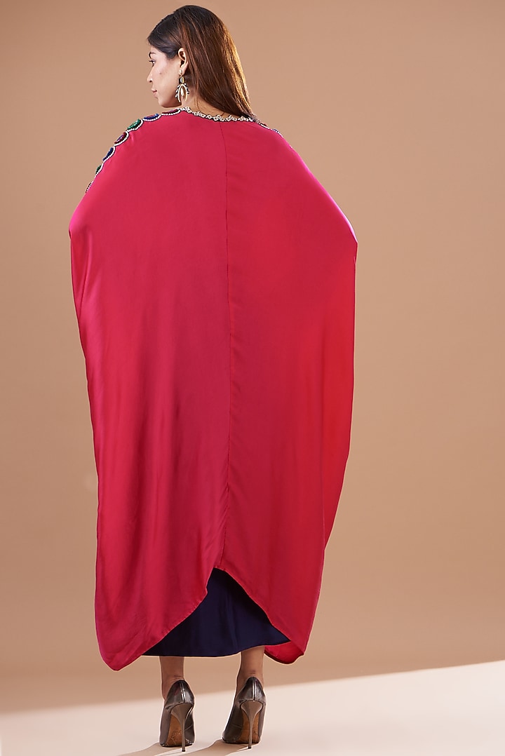 Red Satin Embroidered Kurta Set by Nupur Kanoi at Pernia's Pop Up Shop