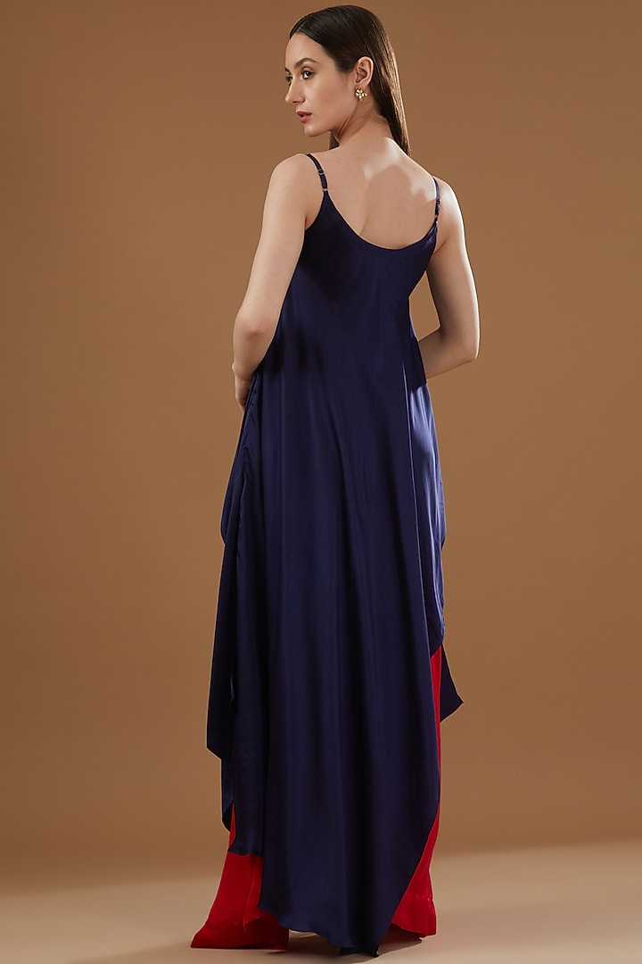 Red Satin Circular Skirt Set by Nupur Kanoi at Pernia's Pop Up Shop