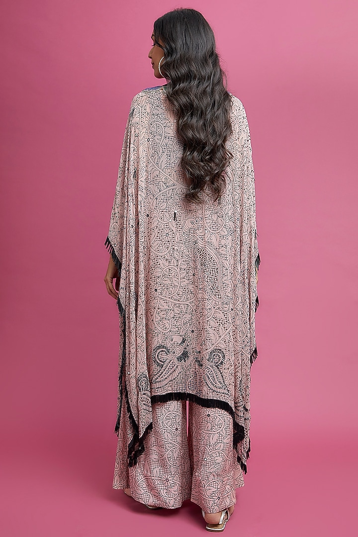 Dusty Rose Georgette Printed & Embroidered Jacket Set by Nupur Kanoi at Pernia's Pop Up Shop
