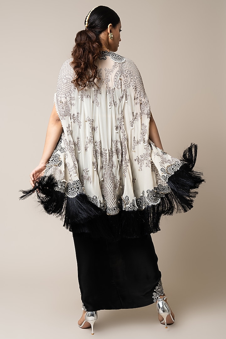 Black Satin Pick-Up Skirt Set by Nupur Kanoi at Pernia's Pop Up Shop