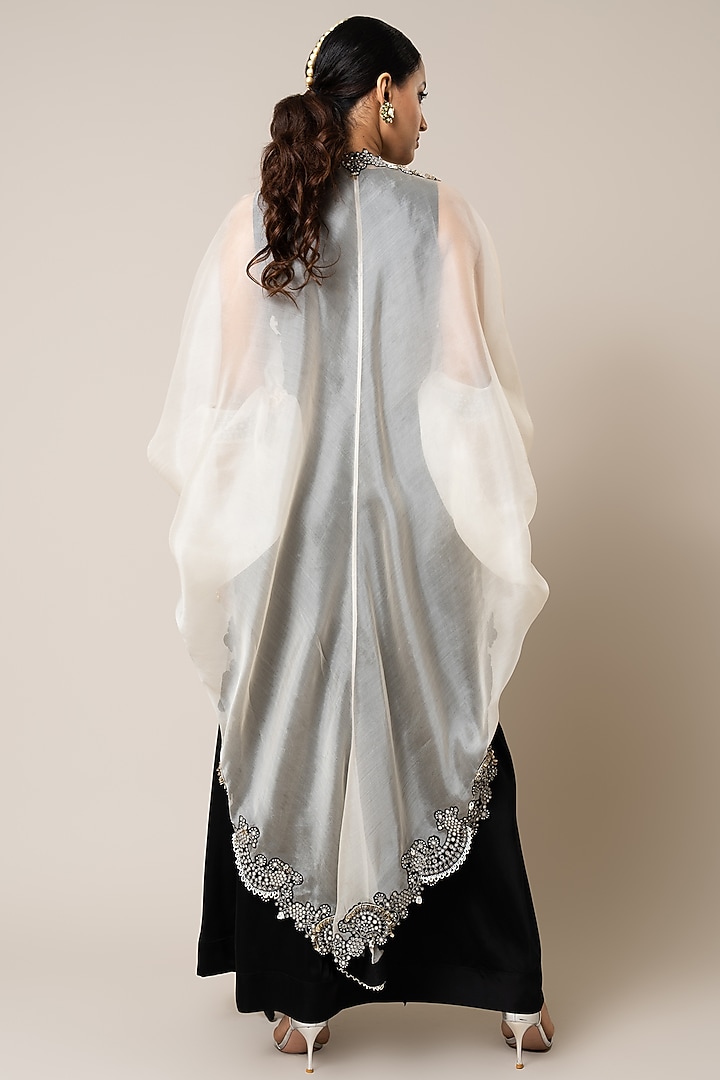 Black Satin Circular Gathered Skirt Set by Nupur Kanoi at Pernia's Pop Up Shop