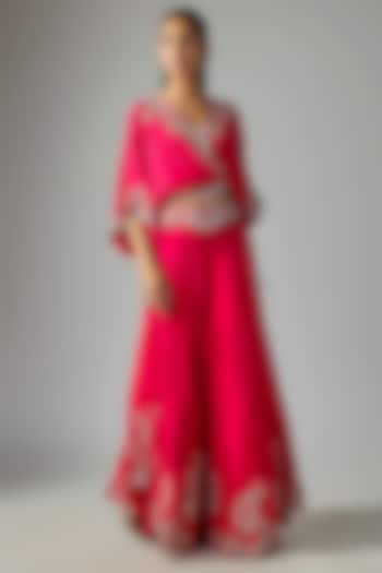 Fuchsia Bemberg Crepe Bridal Sharara Set by Nupur Kanoi at Pernia's Pop Up Shop