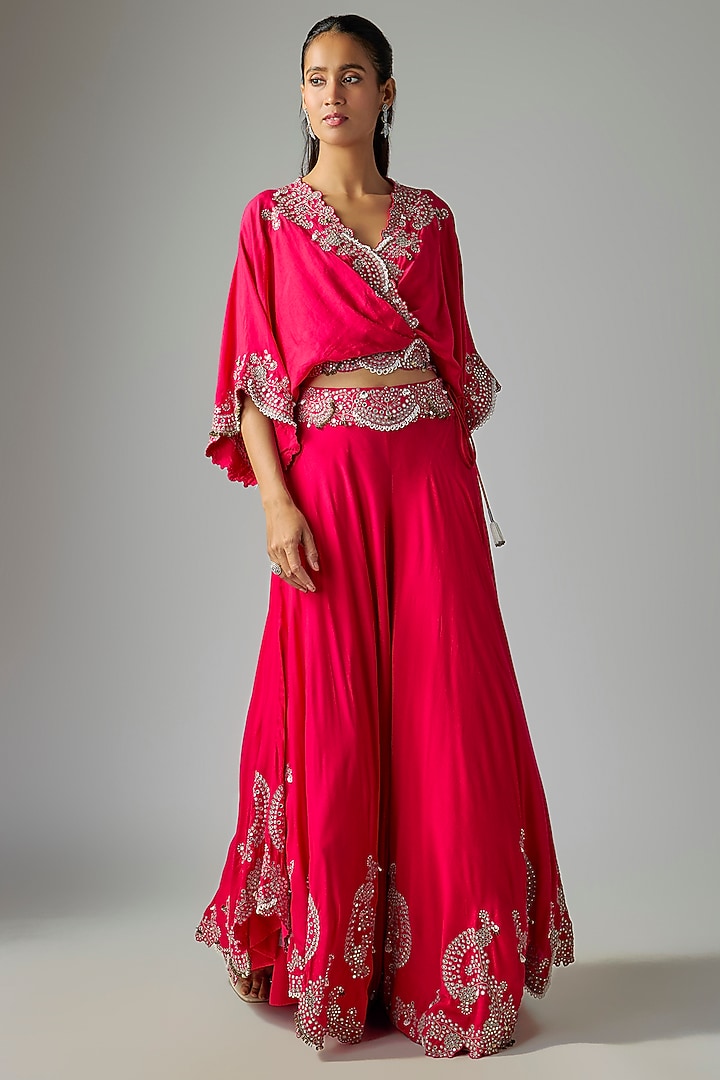 Fuchsia Bemberg Crepe Bridal Sharara Set by Nupur Kanoi at Pernia's Pop Up Shop