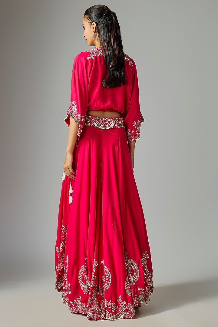 Fuchsia Bemberg Crepe Bridal Sharara Set by Nupur Kanoi at Pernia's Pop Up Shop