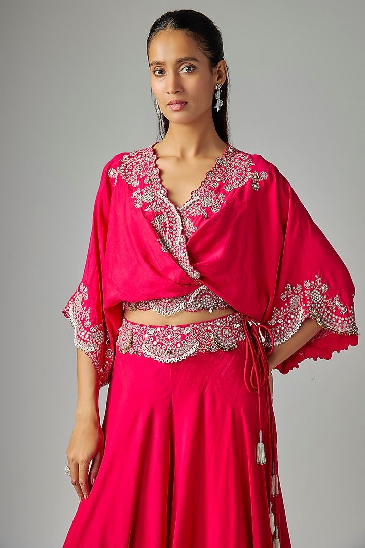 Fuchsia Bemberg Crepe Bridal Sharara Set by Nupur Kanoi at Pernia's Pop Up Shop