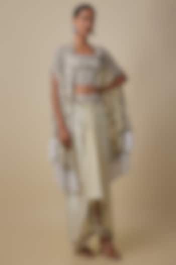 Off-White Satin Skirt Set by Nupur Kanoi at Pernia's Pop Up Shop