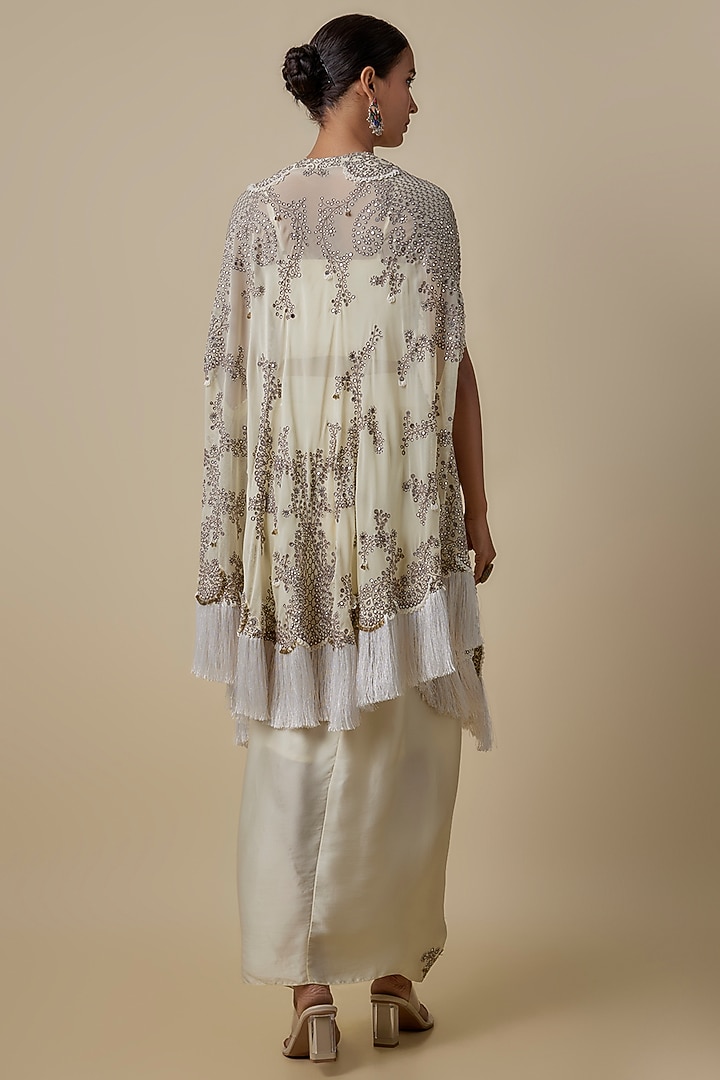 Off-White Satin Skirt Set by Nupur Kanoi at Pernia's Pop Up Shop