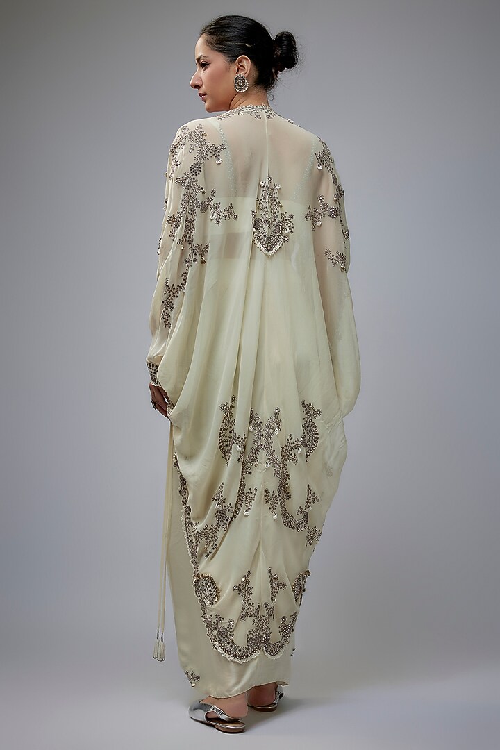 Off-White Satin Skirt Set by Nupur Kanoi at Pernia's Pop Up Shop