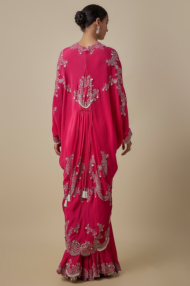 Fuchsia Crepe Hand Embroidered Gharara Set by Nupur Kanoi at Pernia's Pop Up Shop