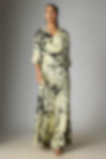 Off-White Crepe Printed Kimono Jumpsuit by Nupur Kanoi at Pernia's Pop Up Shop